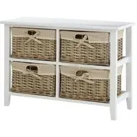 Mesan Wide Chest with Woven Drawers - White