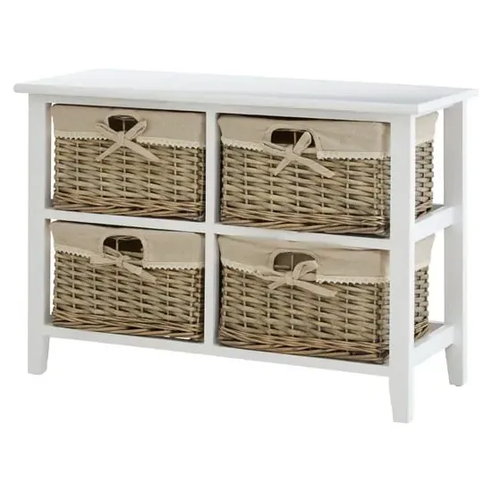 Mesan Wide Chest with Woven Drawers - White