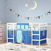 Messina Single Loft Bed with Curtains - White, Pinewood