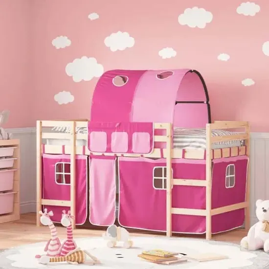 Messina Single Loft Bed with Tunnel - Natural, Pinewood