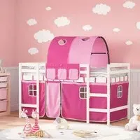 Messina Single Loft Bed with Tunnel - White, Pinewood