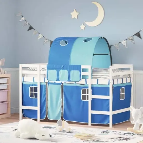 Messina Single Loft Bed with Tunnel - White, Pinewood