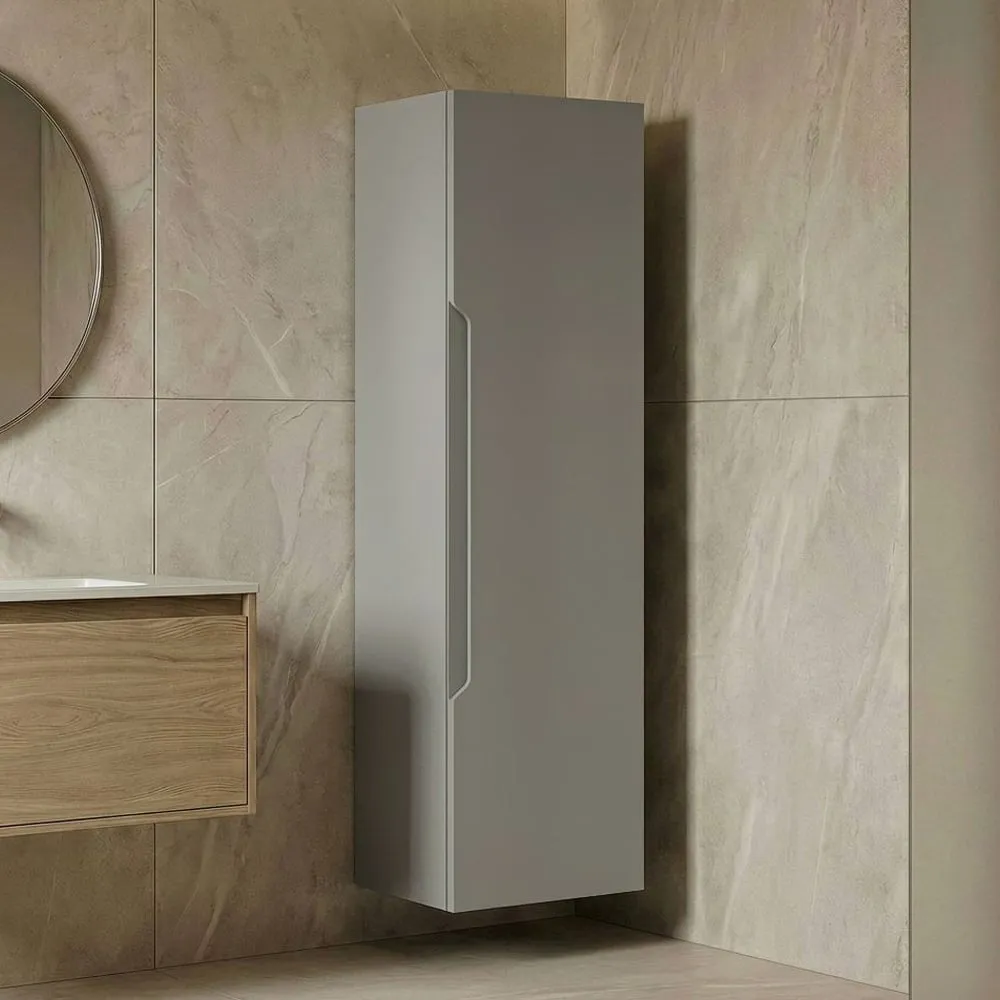 Messina Tall Wall Mounted Bathroom Storage Cabinet - Matte Cashmere, MDF product