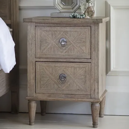 Mestiza Wooden Bedside Cabinet with 2 Drawers - Natural
