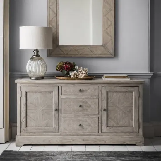 Mestiza Wooden Sideboard with 2 Doors and 3 Drawers - Natural