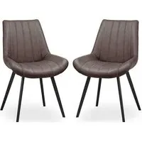 Mestra Dining Chairs Pair - Grey, Faux Leather