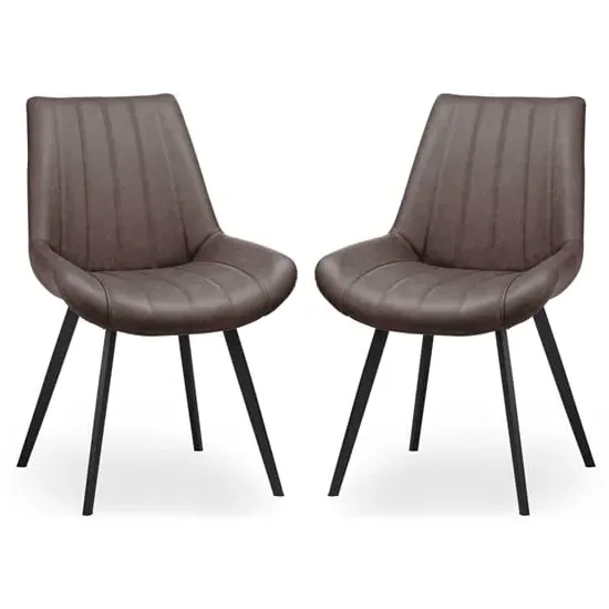 Mestra Dining Chairs Pair - Grey, Faux Leather image