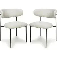 Mestre Dining Chairs with Black Legs in Pair - Natural Fabric