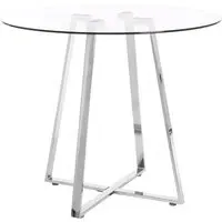 Metairie Round Dining Table - Clear Glass, Chrome Metal