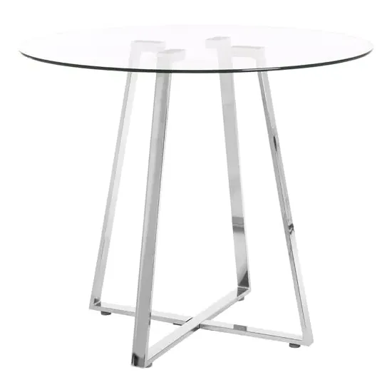 Metairie Round Dining Table - Clear Glass, Chrome Metal image