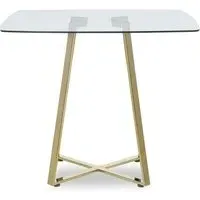 Metairie Square Dining Table - Clear Glass, Gold Metal