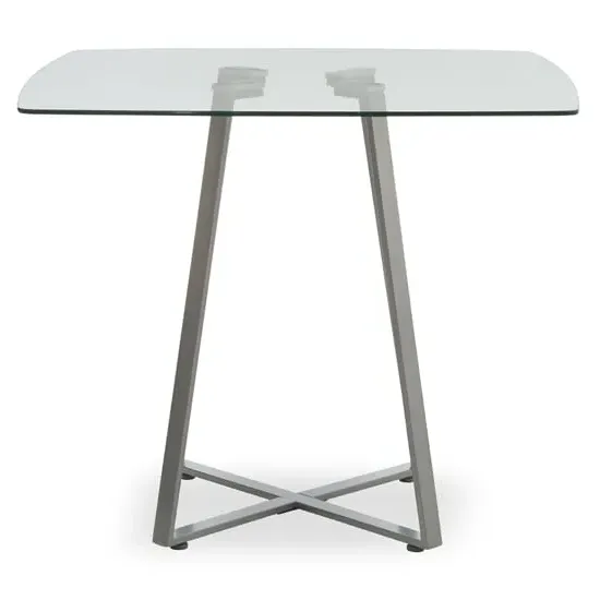 Metairie Square Dining Table - Clear Glass, Grey Metal