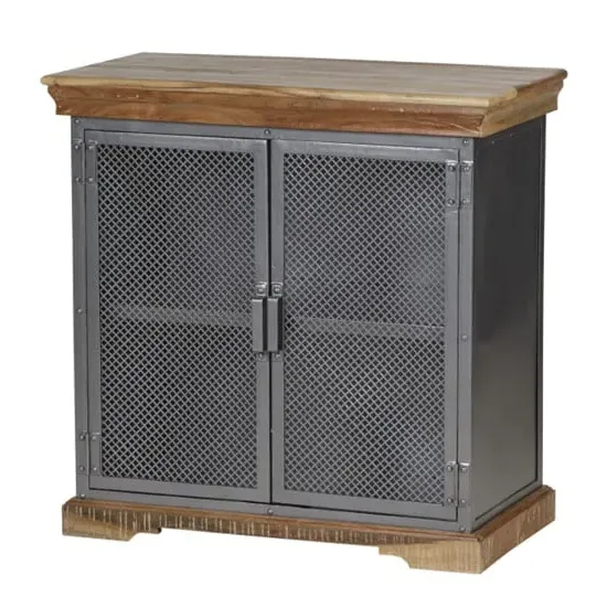 Metapoly Sideboard with 4 Doors - Acacia, Metal