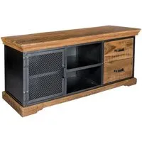 Metapoly TV Stand with 1 Door 2 Drawers - Acacia, Metal