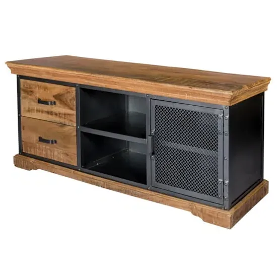 Metapoly TV Stand with 1 Door 2 Drawers - Acacia, Metal