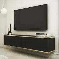 Mexico Floating TV Stand with 2 Doors - Black