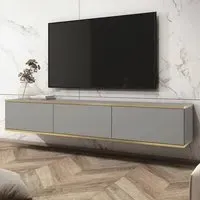 Mexico Floating TV Stand with 3 Doors - Grey