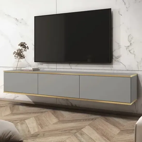 Mexico Floating TV Stand with 3 Doors - Grey