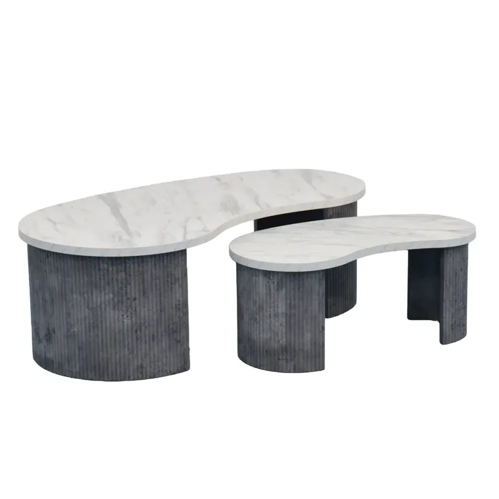 Mezira Nesting Coffee Table Set - White, Melamine Wood product