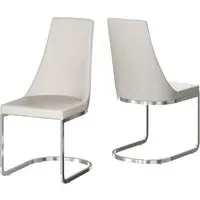 Miami Dining Chairs with Chevron Stitching - Cream, Faux Leather
