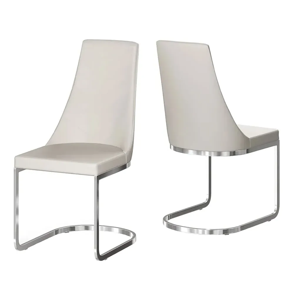 Miami Dining Chairs with Chevron Stitching - Cream, Faux Leather image