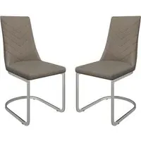 Miami Dining Chairs with Chevron Stitching - Taupe, Faux Leather