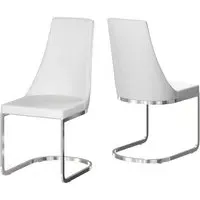 Miami Dining Chairs with Chevron Stitching - White, Faux Leather