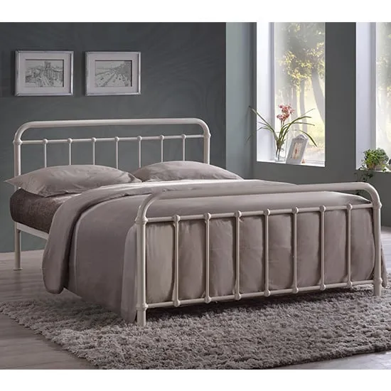 Miami Double Bed Frame - Ivory, Metal