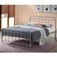 Miami King Size Bed Frame - Pebble, Metal