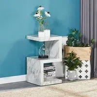 Miami S-Shape Side Table - Magnesia Marble Effect