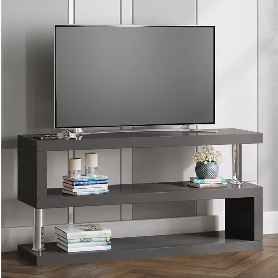 Miami S-Shape TV Stand - Grey