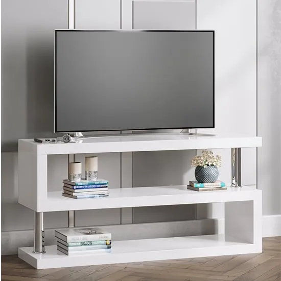 Miami S-Shape TV Stand - White