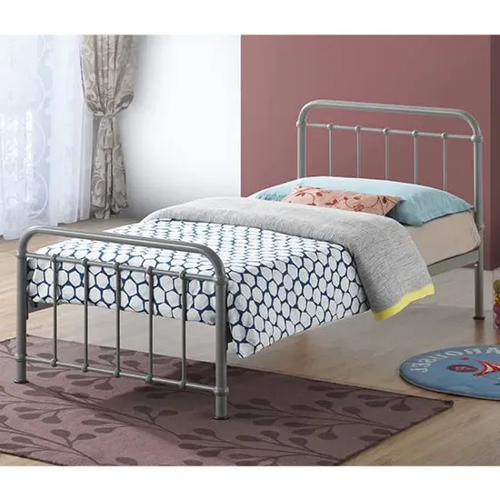 Miami Single Bed Frame - Pebble, Metal