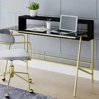 Mickley Laptop Desk - Smoked Glass, Gold Frame