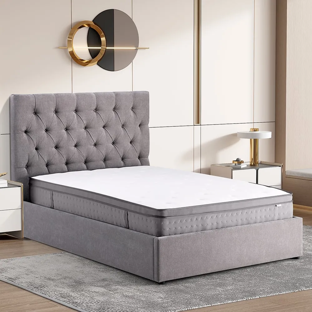 Middleton King Size Ottoman Bed with Storage - Grey, Fabric