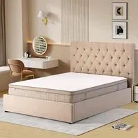 Middleton King Size Ottoman Bed with Storage - Stone, Fabric