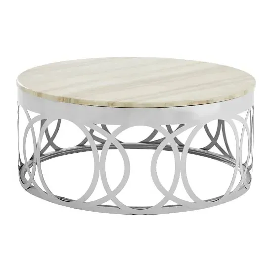 Midtown Round Coffee Table - White Marble, Steel