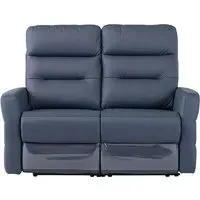 Mila 2-Seater Electric Recliner Sofa with USB - Blue, Leather