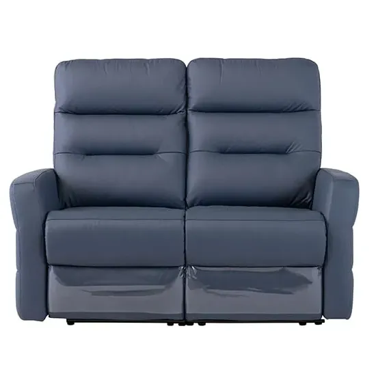 Mila 2-Seater Electric Recliner Sofa with USB - Blue, Leather