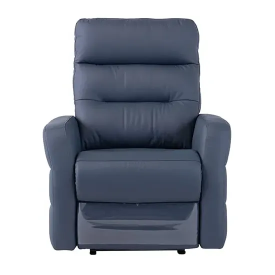 Mila Electric Recliner Armchair with USB - Blue, Leather image