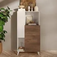 Milan 2 Door Highboard - White, Oak