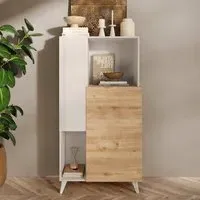 Milan 2 Door Highboard - White, Oak