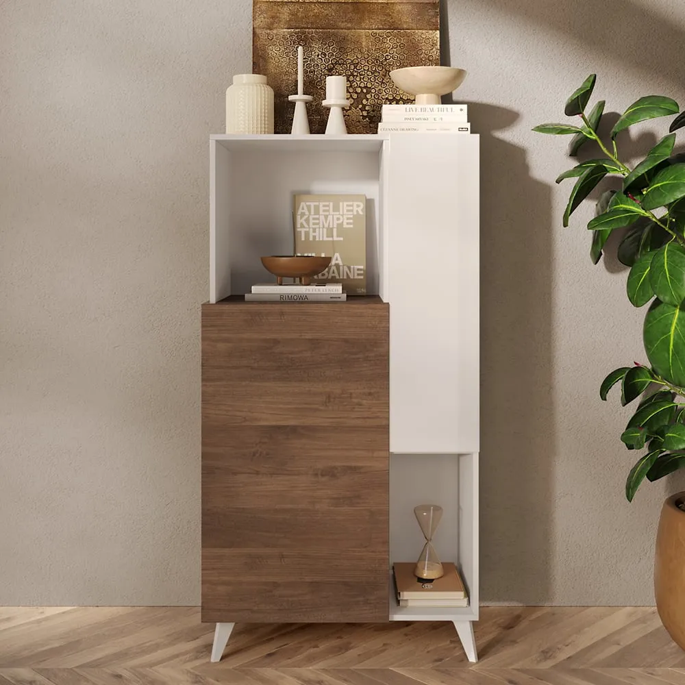 Milan 2 Door Highboard - White, Oak image
