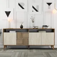 Milan 4-Door Sideboard - Walnut, Travertine Marble Effect alternate view