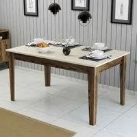 Milan Dining Table with Storage - Walnut, Travertine Marble Effect alternate view