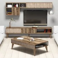 Milan Entertainment Unit with Coffee Table Set - Walnut alternate view