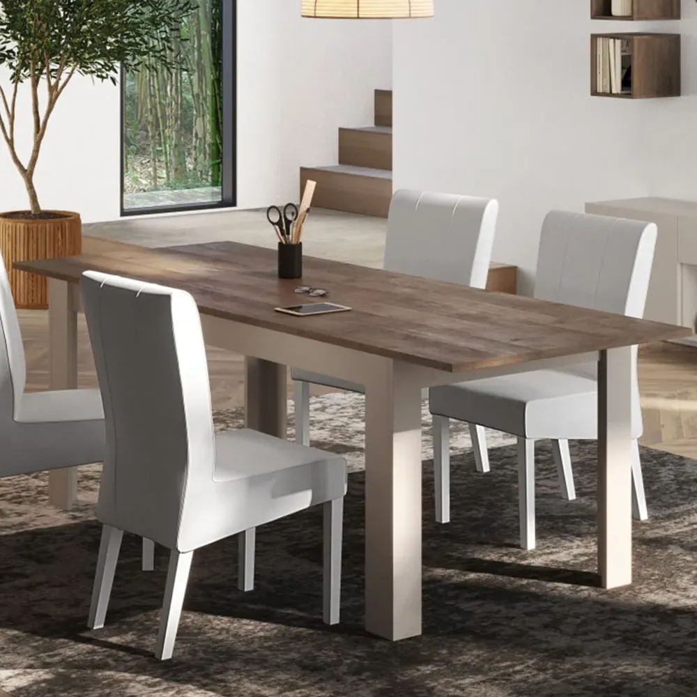 Milan Extending Dining Table - Cashmere, Mercure Oak