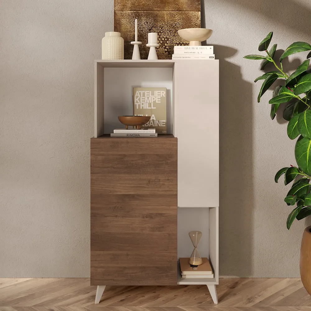 Milan Highboard with Storage - Cashmere, Oak