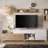 Milan Large High Gloss TV Stand - White, Cadiz Oak