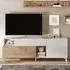 Milan Small High Gloss TV Stand - White, Cadiz Oak
